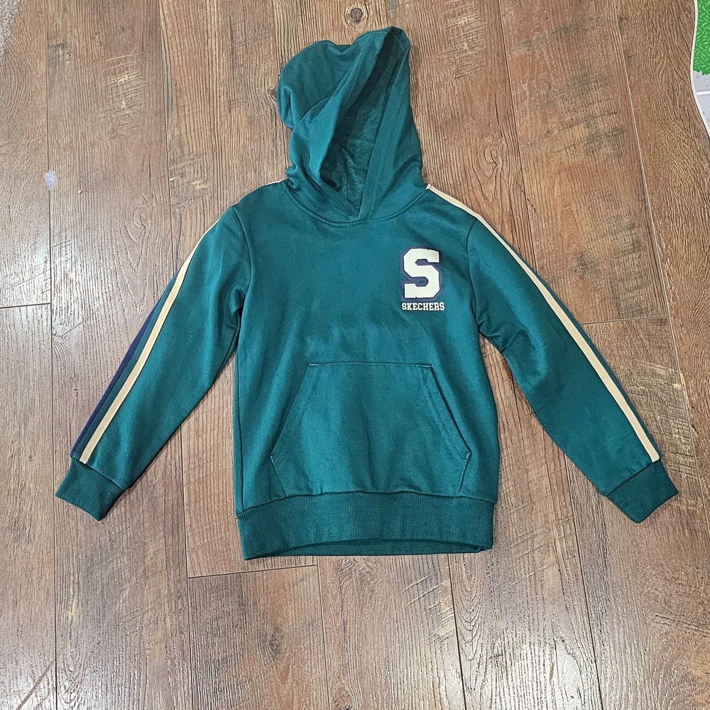 Kids Green Hoodie with Stripe Detail
